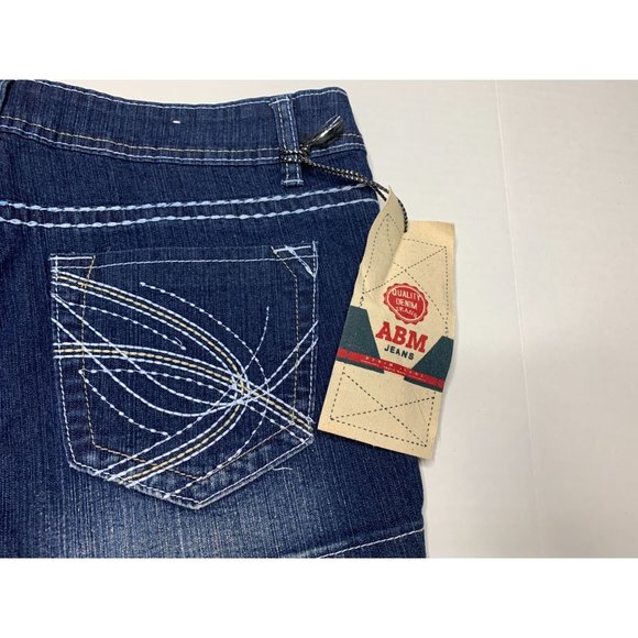 New ABM Jeans Juniors Size 11 Denim jean Shorts White Stitching ABM-019SH - Picture 2 of 4